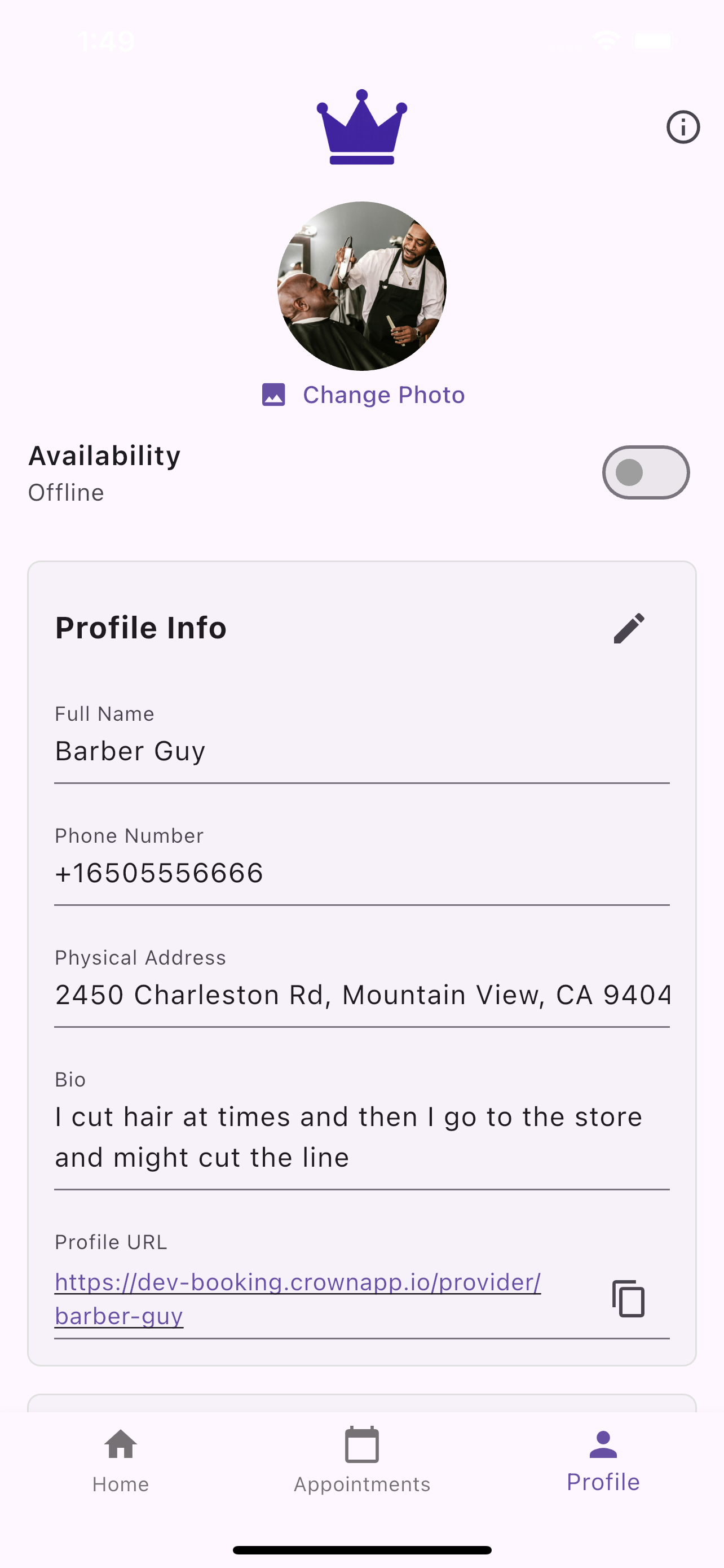 Build your Crown Booking profile